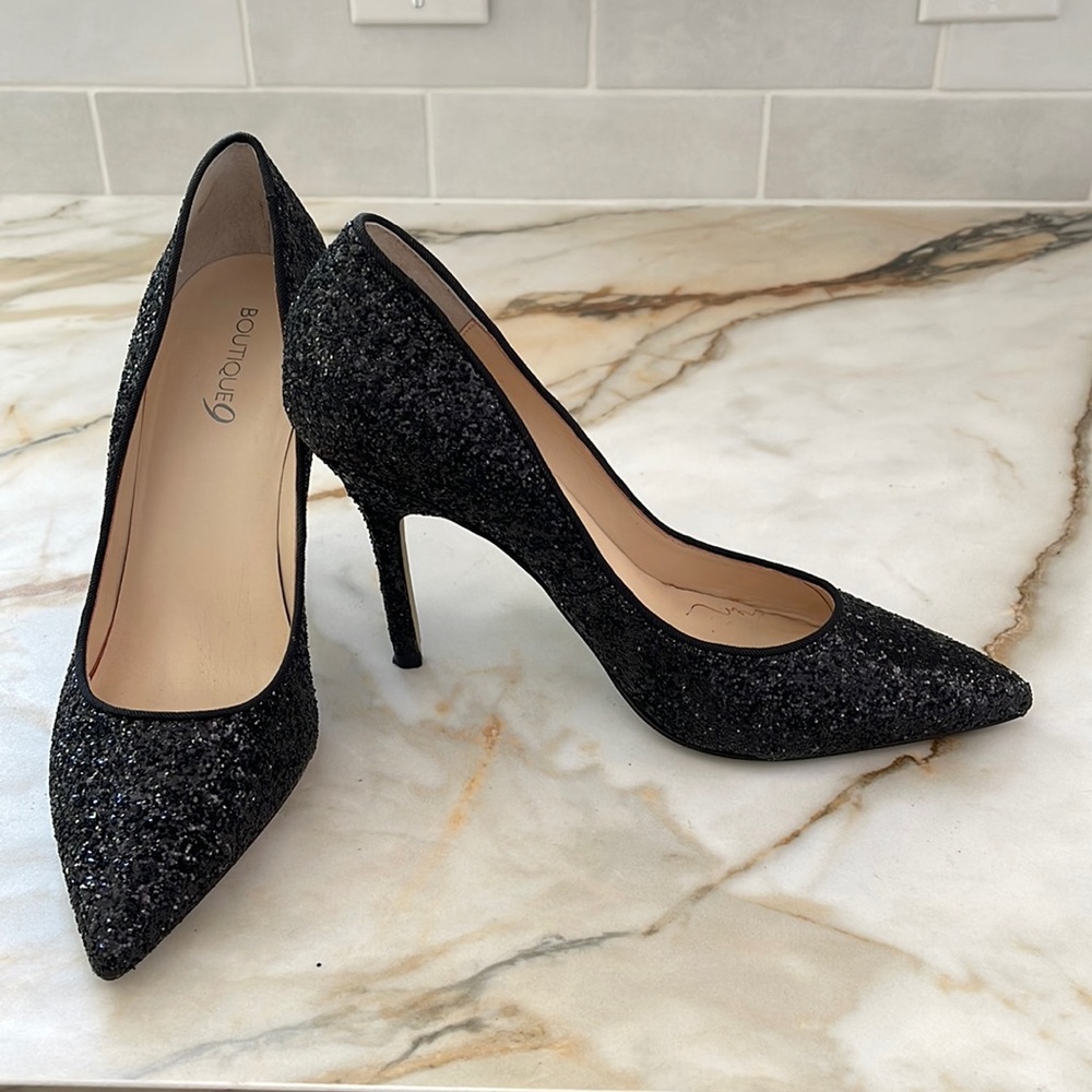 Black glittery pumps, worn once.